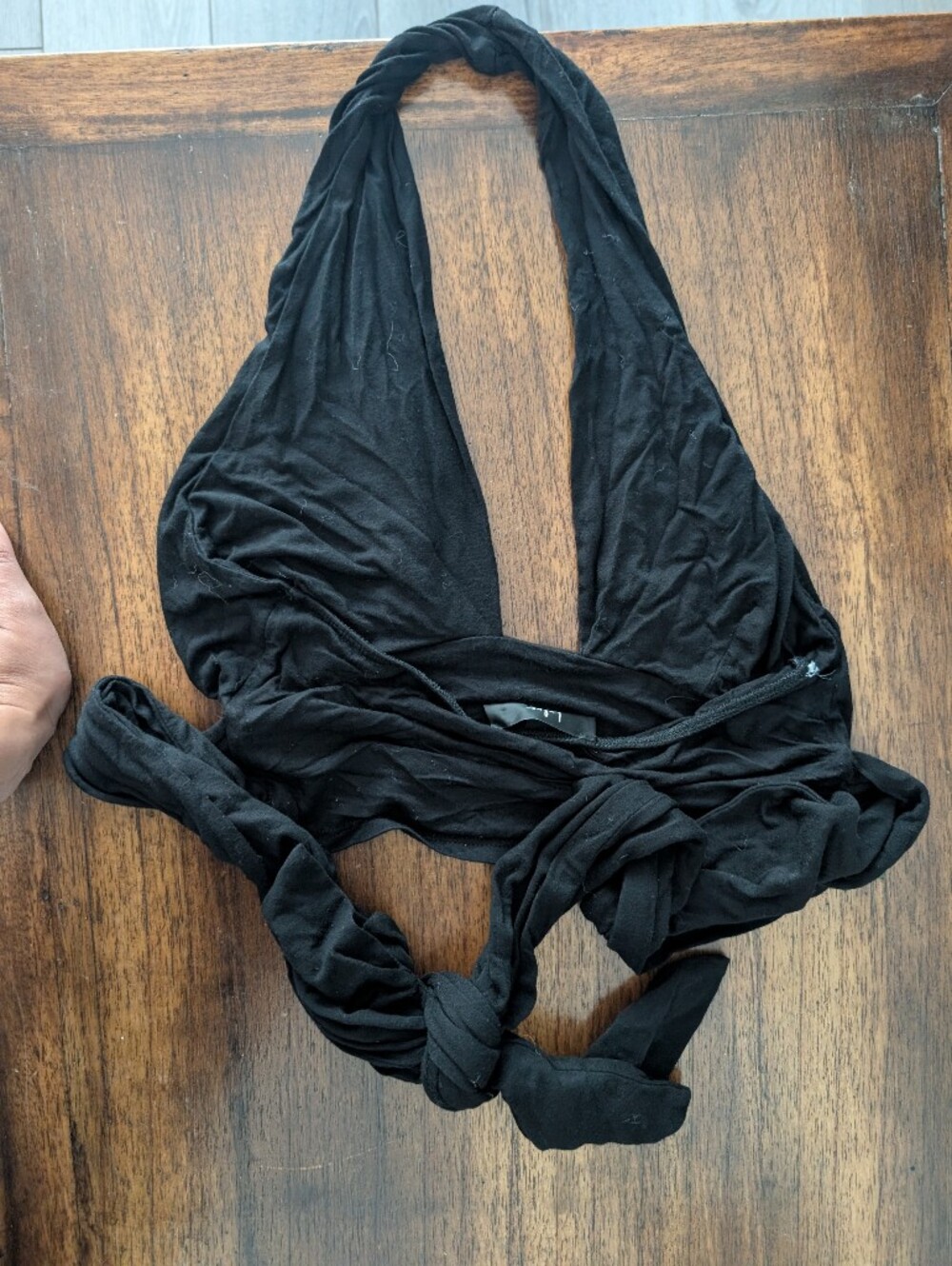 Lulu's Black Ruched Halter Top 🖤 Fun For Raves Size S - Picture 4 of 7